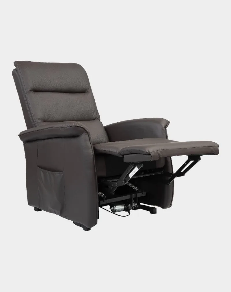 Milano fauteuil releveur 2 moteurs jambes marron microfibre