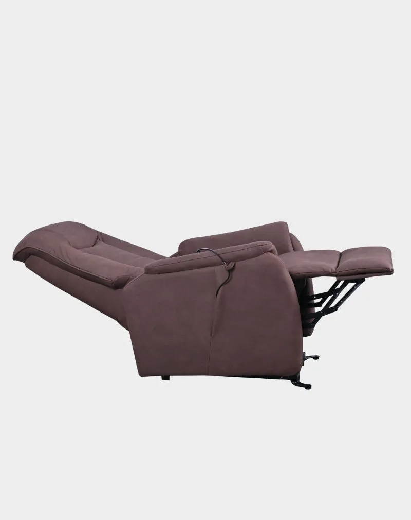 New Matéo Fauteuil Releveur 2 moteurs allongé brun microfibre